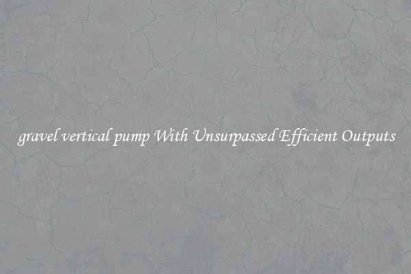 gravel vertical pump With Unsurpassed Efficient Outputs
