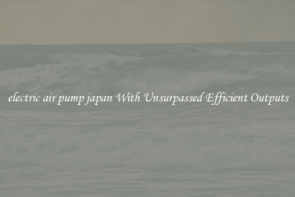 electric air pump japan With Unsurpassed Efficient Outputs