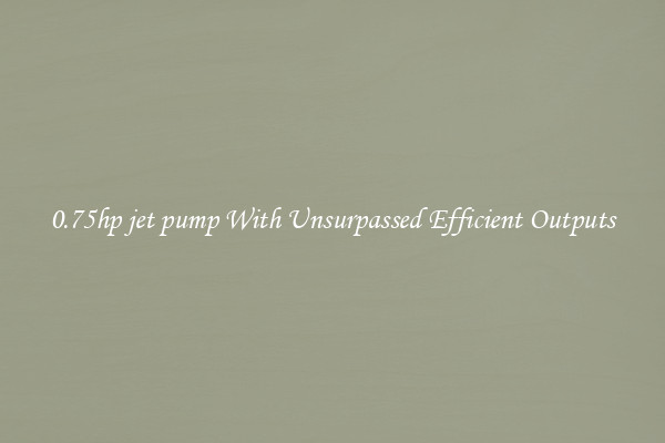 0.75hp jet pump With Unsurpassed Efficient Outputs